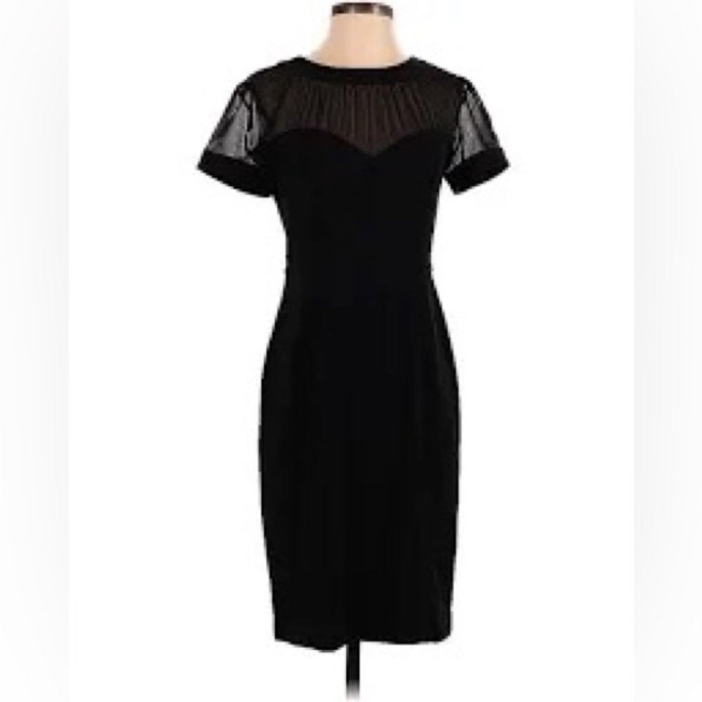 CHARLOTTE RUSSE: BLACK COCKTAIL DRESS WITH MESH SLEEVES AND HEM SIZE S